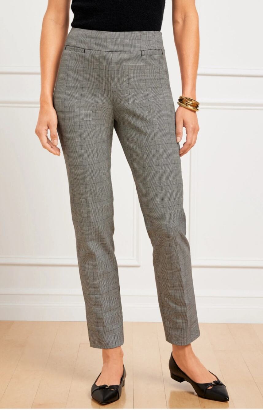 New Talbots Chatham Ankle Pant grey glen plaid Size 8P Preppy Academia Career